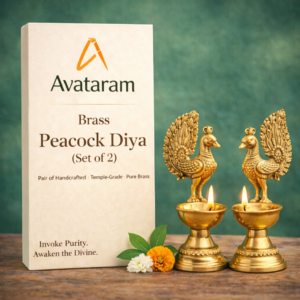 Brass Peacock Diya (Set of 2)