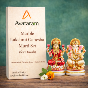 Marble Lakshmi Ganesha Murti Set